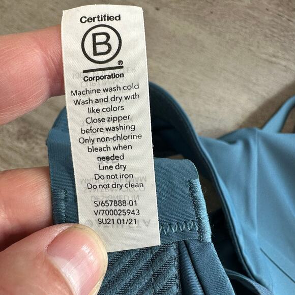 Athleta Advance Zip Front Bra Teal 36D - Picture 4 of 4